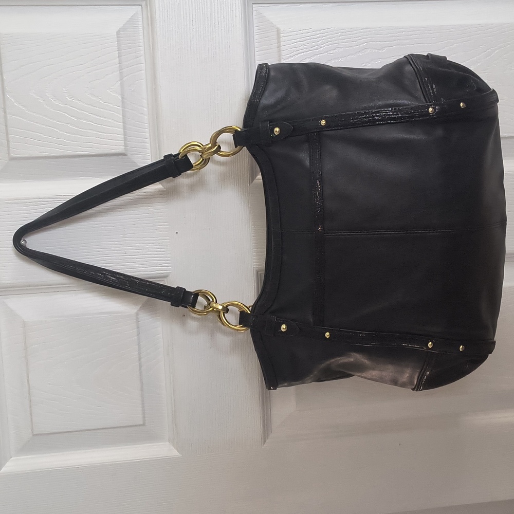 Coach F20812 Alexandra Black Leather Hobo Tote Bag Python Embossed - Picture 4 of 15